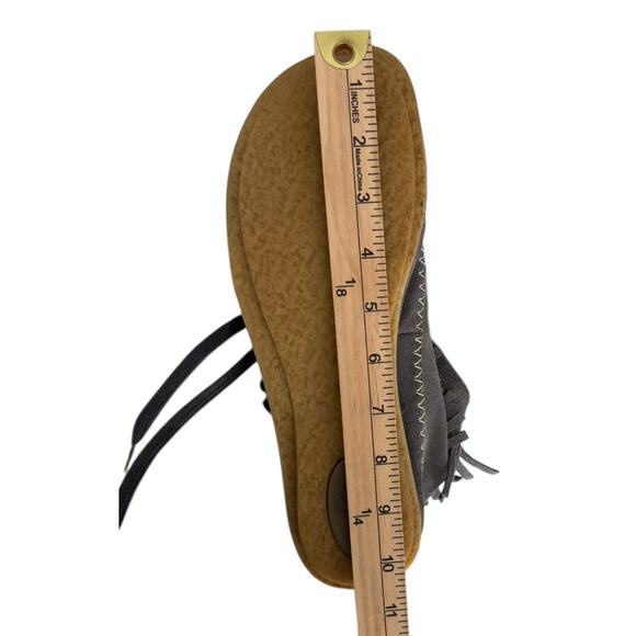 Gudrun Sjoden Suede Boots Moccasins Fringe Size 40 US 9.5 Gray Boho Hippie - Picture 12 of 15